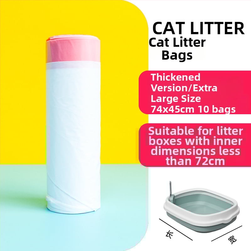 Sacoșă pentru nisip de pisică cu șnur – PE îngroșat, pentru tavă de pisică, de unică folosință