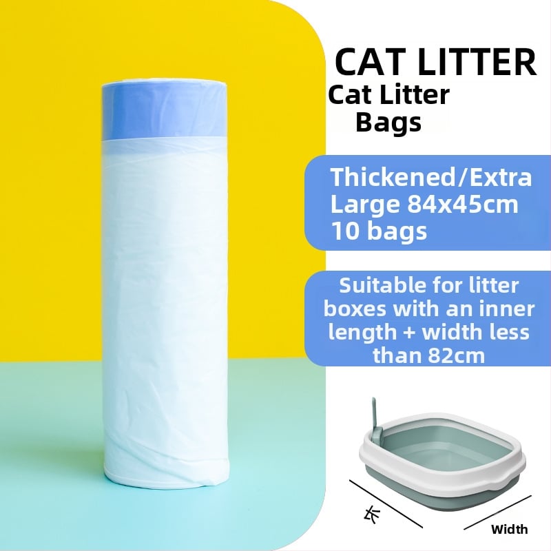 Sacoșă pentru nisip de pisică cu șnur – PE îngroșat, pentru tavă de pisică, de unică folosință