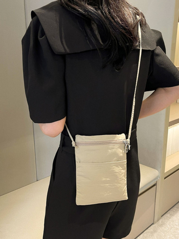 Najlon torbica za mobitel, zatvarač, vertikalni kvadratni oblik, crossbody, unisex, gradski stil, ljeto 2024