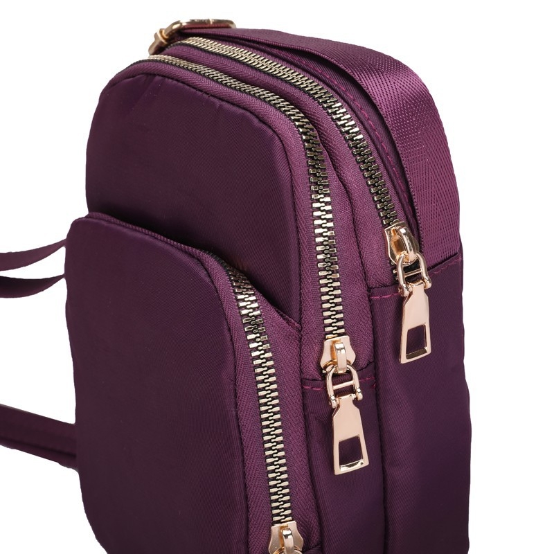 Nylon torbica za mobitel, unisex preko ramena, zatvarač, vertikalni kvadratni oblik, gradski minimalistički stil