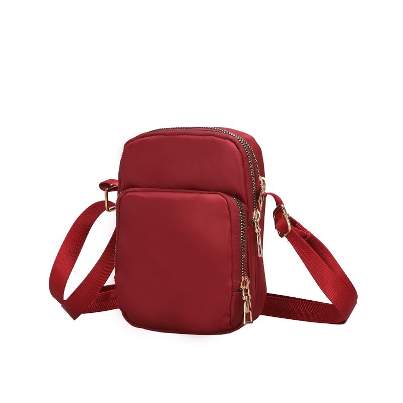 Nylon torbica za mobitel, unisex preko ramena, zatvarač, vertikalni kvadratni oblik, gradski minimalistički stil