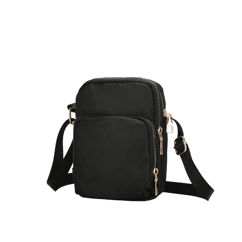 Nylon torbica za mobitel, unisex preko ramena, zatvarač, vertikalni kvadratni oblik, gradski minimalistički stil