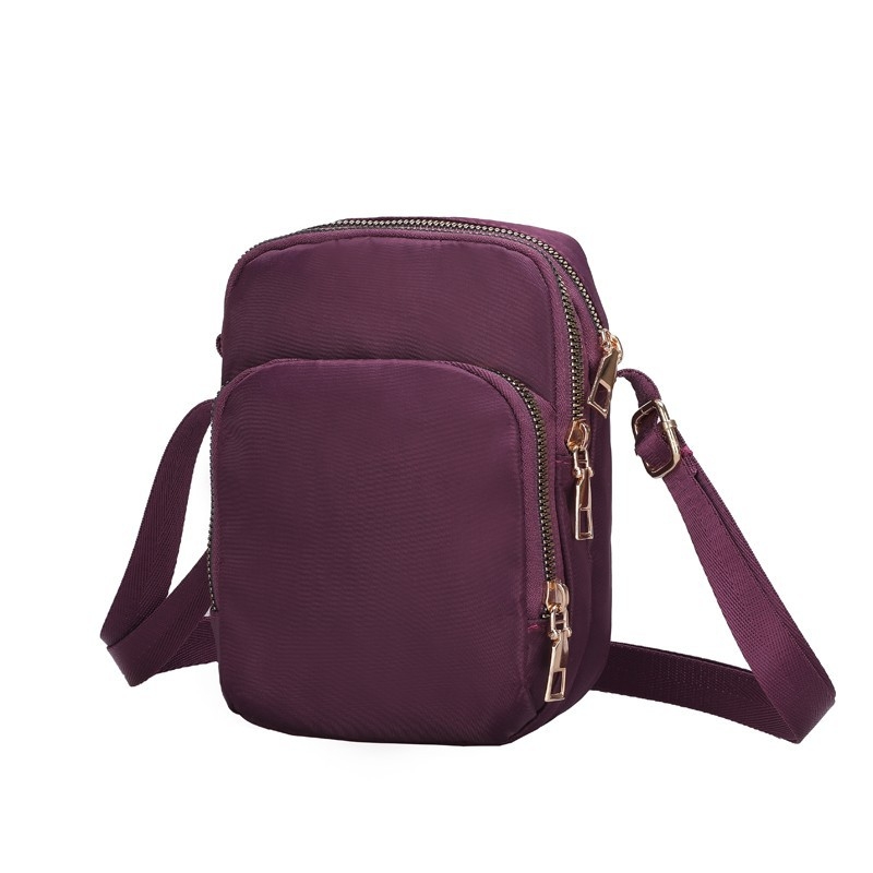 Nylon torbica za mobitel, unisex preko ramena, zatvarač, vertikalni kvadratni oblik, gradski minimalistički stil