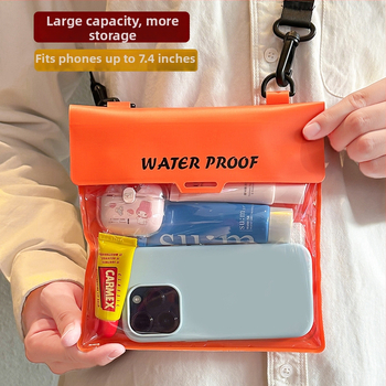 Vandeniui atspari mobiliojo telefono dėklas su jutikliniu ekranu, didelė talpa, PVC medžiaga, karšto presavimo konstrukcija, tinkama plaukiojimui.
