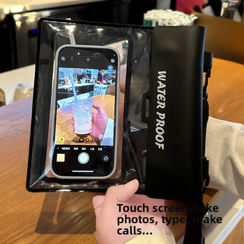 Vandeniui atspari mobiliojo telefono dėklas su jutikliniu ekranu, didelė talpa, PVC medžiaga, karšto presavimo konstrukcija, tinkama plaukiojimui.