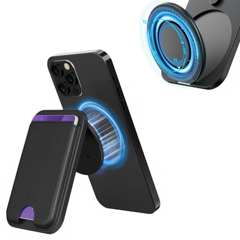 MagSafe kártyatartó iPhone-hoz — műbőr, többtámaszú állvány, mágneses zár, testreszabás és logó nyomtatás