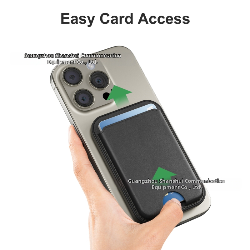 MagSafe kartes turētājs iPhone — mākslīgā āda, daudzleņķa statīvs, magnētiska aizdare, pielāgošana un logotipa drukāšana