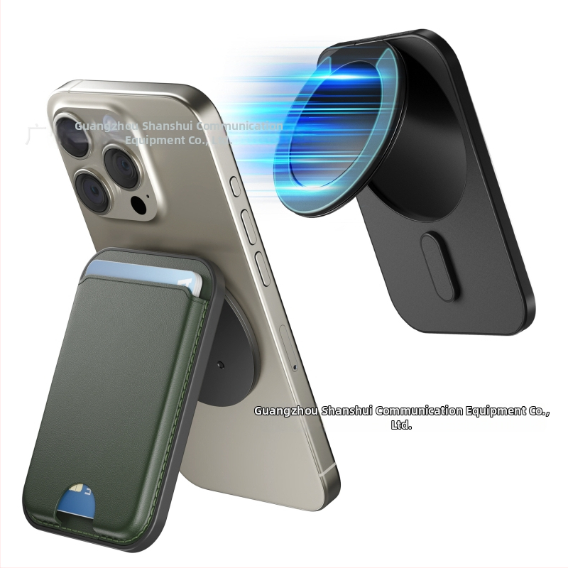 MagSafe kortų dėklas iPhone — imitacinė oda, daug kampų stovėjimo padėtis, magnetinis užsegimas, pritaikymas ir logotipo spausdinimas