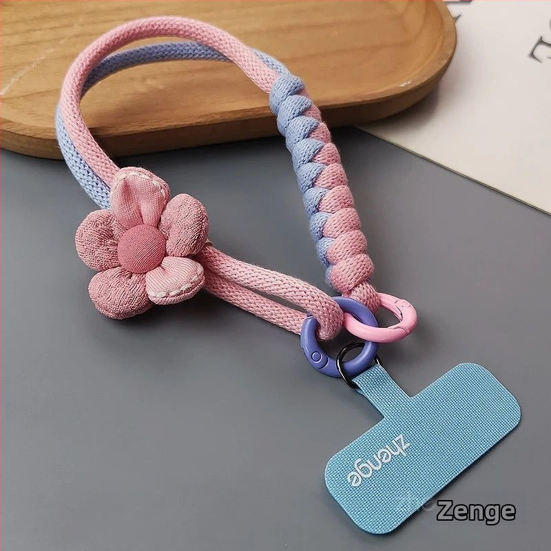 Telefono dėklas su riešo dirželiu — dopaminų gėlių raštas, austas, plastmasos medžiaga, moteriškas stilius