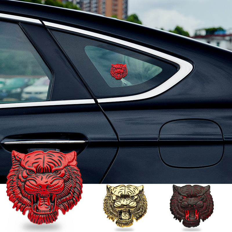 Chuangya Tiger Head 3D metalni auto bedž i naljepnica za prozor – cinkova legura, snažna adhezija, magnetska montaža
