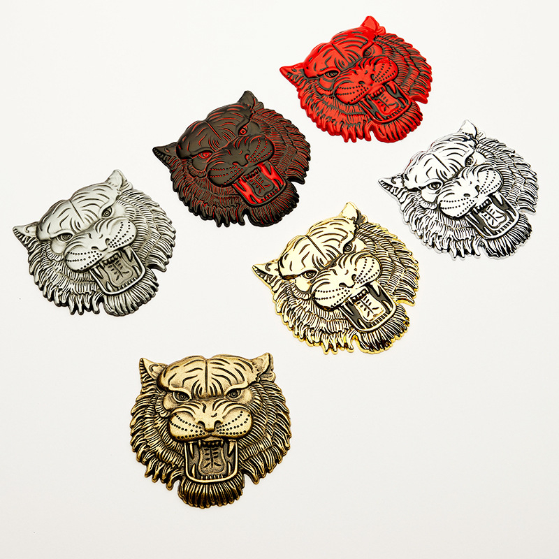 Chuangya Tiger Head 3D metalni auto bedž i naljepnica za prozor – cinkova legura, snažna adhezija, magnetska montaža