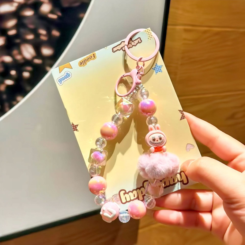 Xingyue Ručno izrađeni plišani lanac za mobitel s karikaturnim perlicama – unisex, privjesak za torbu