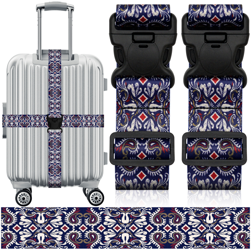 Δύο τεμάχια πολυλειτουργικός ιμάντας αποσκευών, πολυεστέρας, ριγέ μοτίβο, ανθεκτικό στη φθορά, Άνοιξη 2024