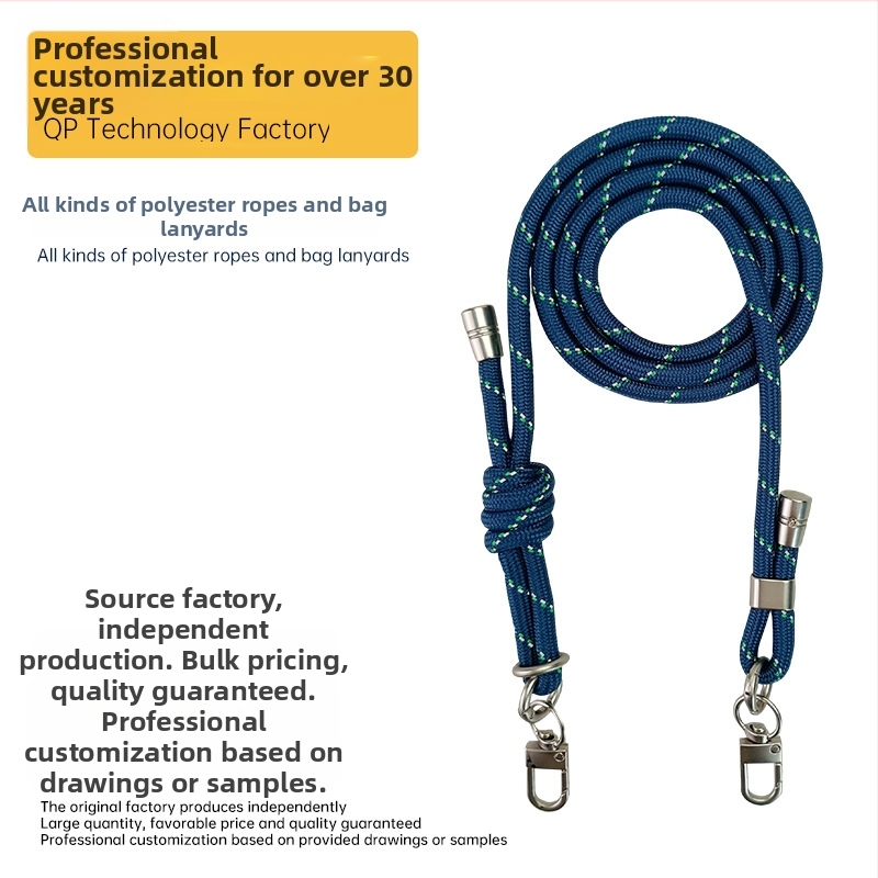 Šnúrka na telefón, polyester, ručná výroba, kovová spona, prívesok geometrického tvaru, možnosť tlače loga