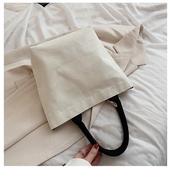 Platnena Tote torba u korejskom stilu, preko ramena, vertikalni kvadratni oblik, zatvarač