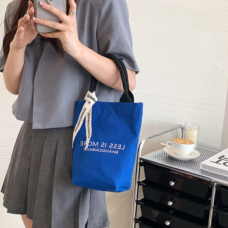Platnena Tote torba u korejskom stilu, preko ramena, vertikalni kvadratni oblik, zatvarač