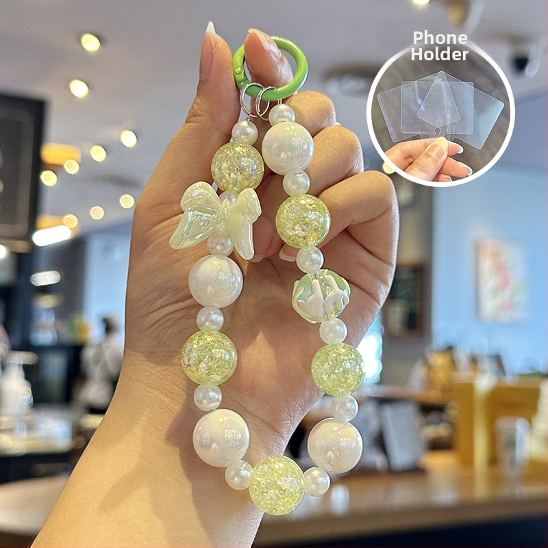 Mobilná reťaz s perličkami s motívom motýľa, akrylový materiál, roztomilý štýl, prívesok na kľúče