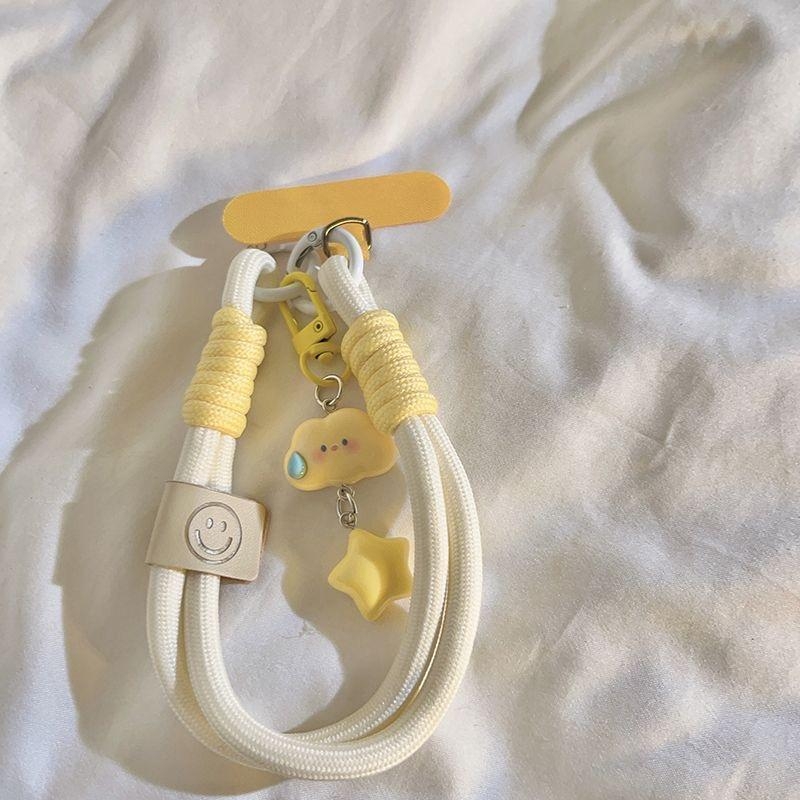 Privjesak za telefon s plišastim dizajnom oblaka i zvijezda, unisex, PVC užad, plastična kopča, sitotisak