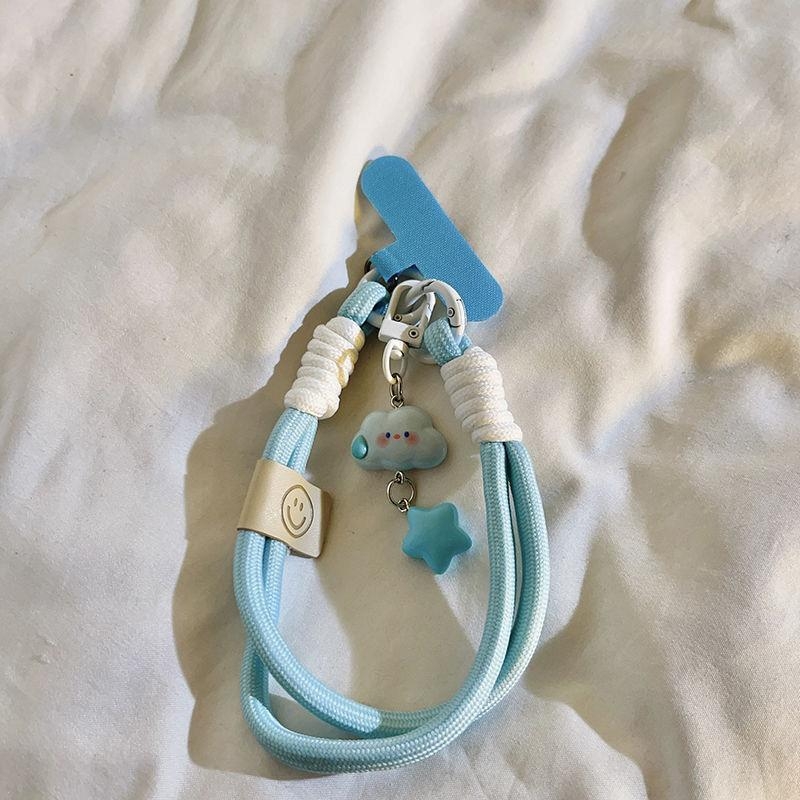 Privjesak za telefon s plišastim dizajnom oblaka i zvijezda, unisex, PVC užad, plastična kopča, sitotisak