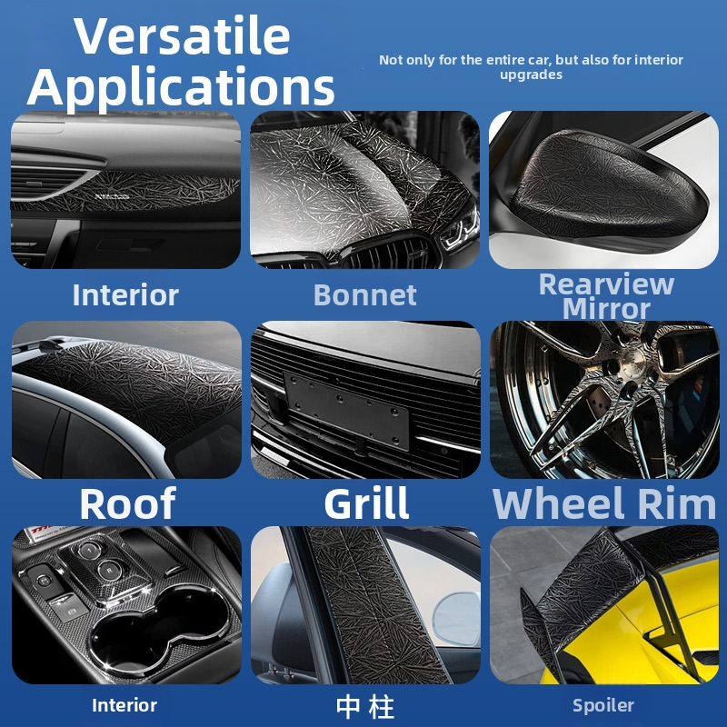 Automobiļa iekšējā apdares plēve ar oglekļa šķiedras izskatu - PET plēve, centrālā paneļa un visa auto aizsegums, zīmols XTAF, 1 gadu garantija