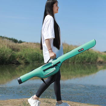 Geantă impermeabilă din PU pentru lansete, cu husă dură, portabilă pentru echipament de pescuit în râu