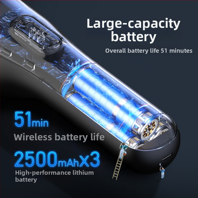 Prijenosni ručni usisavač za automobil s usisom 6000Pa, snagom 120W, naponom 5V i baterijom 7500mAh, punjivi, bežični