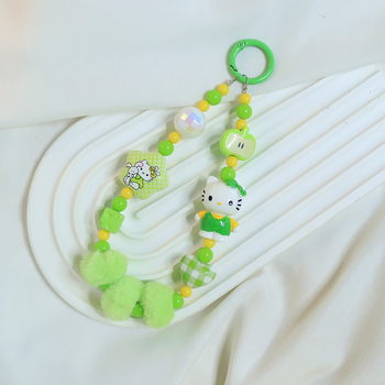 Coolin Lanyard za telefon s karikaturálnom mačkom od perli, plast, ručna izrada, unisex, dekorativno, mogućnost prilagodbe