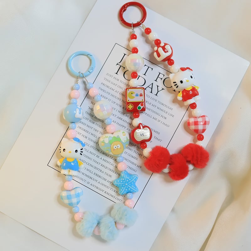 Coolin Lanyard za telefon s karikaturálnom mačkom od perli, plast, ručna izrada, unisex, dekorativno, mogućnost prilagodbe