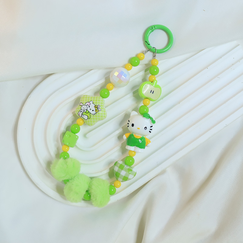 Coolin Lanyard za telefon s karikaturálnom mačkom od perli, plast, ručna izrada, unisex, dekorativno, mogućnost prilagodbe