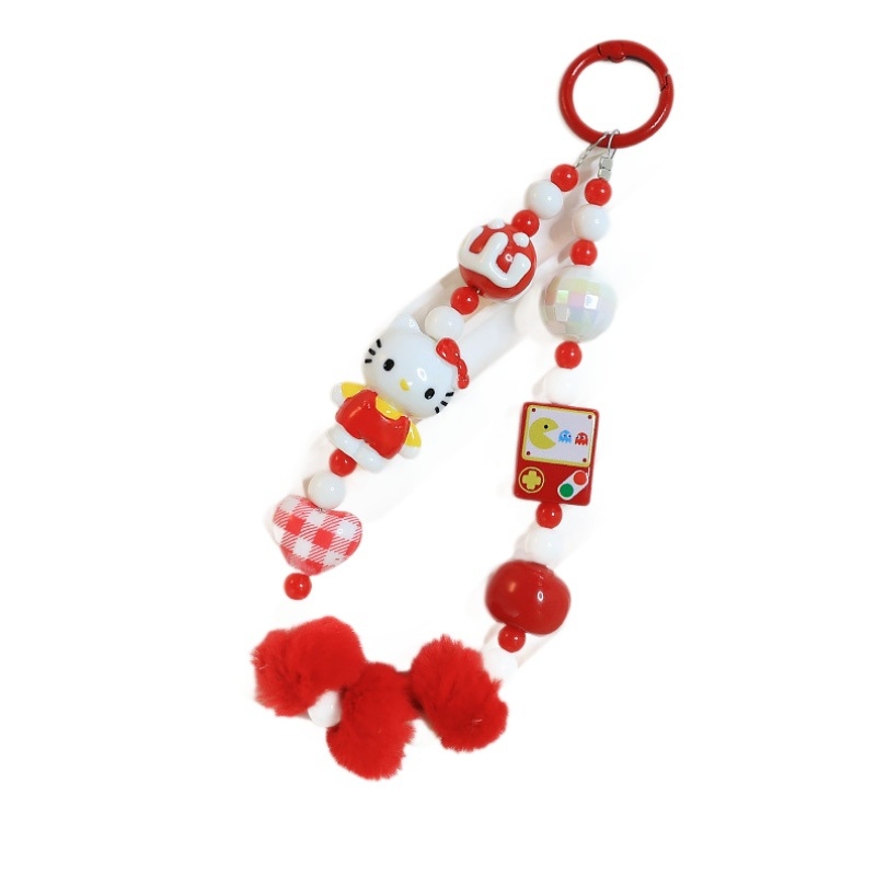 Coolin Lanyard za telefon s karikaturálnom mačkom od perli, plast, ručna izrada, unisex, dekorativno, mogućnost prilagodbe