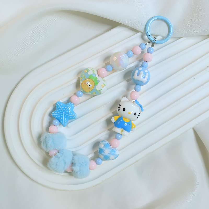 Coolin Lanyard za telefon s karikaturálnom mačkom od perli, plast, ručna izrada, unisex, dekorativno, mogućnost prilagodbe
