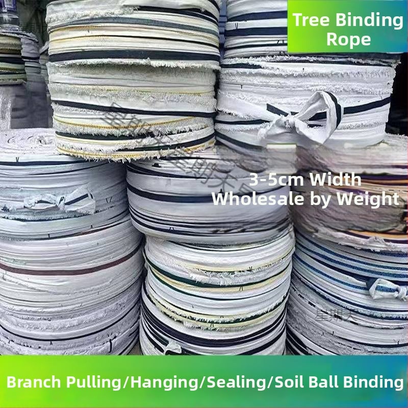 Laika izturīgas auduma lentes saistīšanai, šņorju un plakanās siksnas mājsaimniecībai, augļu koka zariem vilkšanai