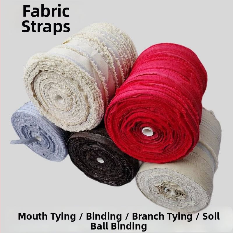 Laika izturīgas auduma lentes saistīšanai, šņorju un plakanās siksnas mājsaimniecībai, augļu koka zariem vilkšanai