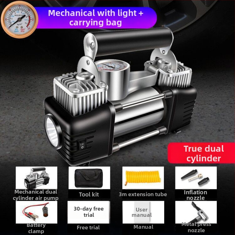Autopumpa na vzduch s dvojvalcovým systémom, 12V/24V, 120W, hadica 5 m, tlakomer