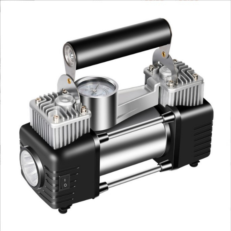 Αντλία αέρα αυτοκινήτου με διπλό κύλινδρο, 12V/24V, 120W, σωλήνας 5 m, με μετρητή πίεσης ελαστικών