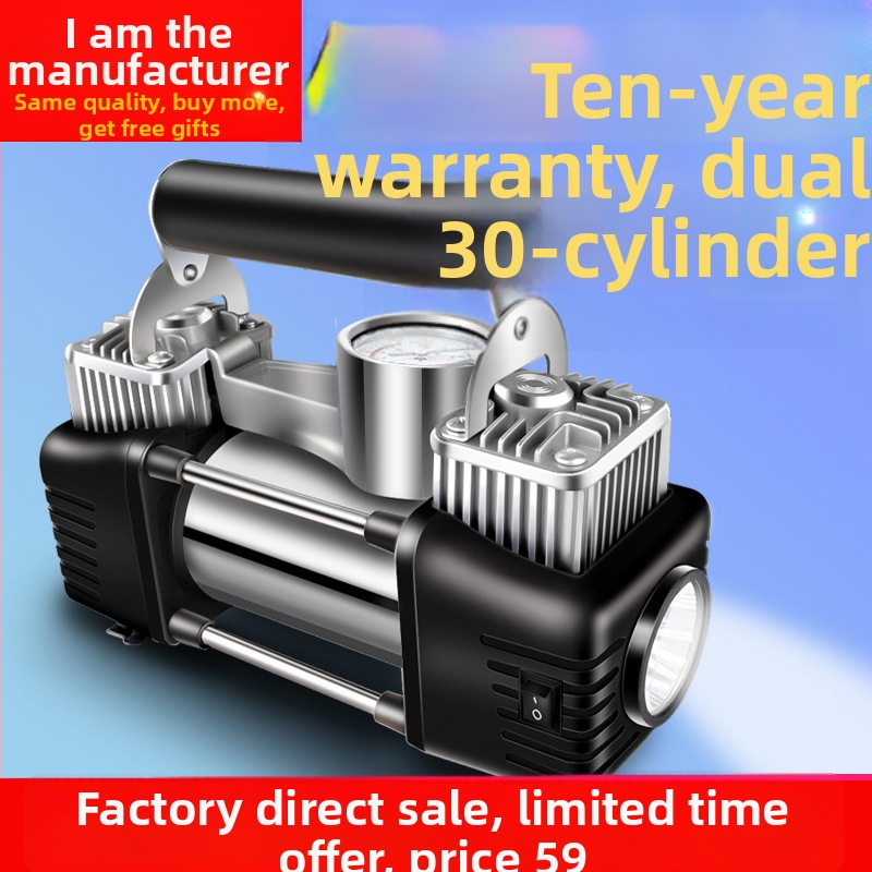Autopumpa na vzduch s dvojvalcovým systémom, 12V/24V, 120W, hadica 5 m, tlakomer