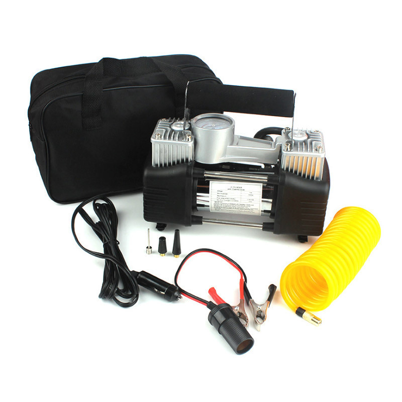 Αντλία αέρα αυτοκινήτου με διπλό κύλινδρο, 12V/24V, 120W, σωλήνας 5 m, με μετρητή πίεσης ελαστικών
