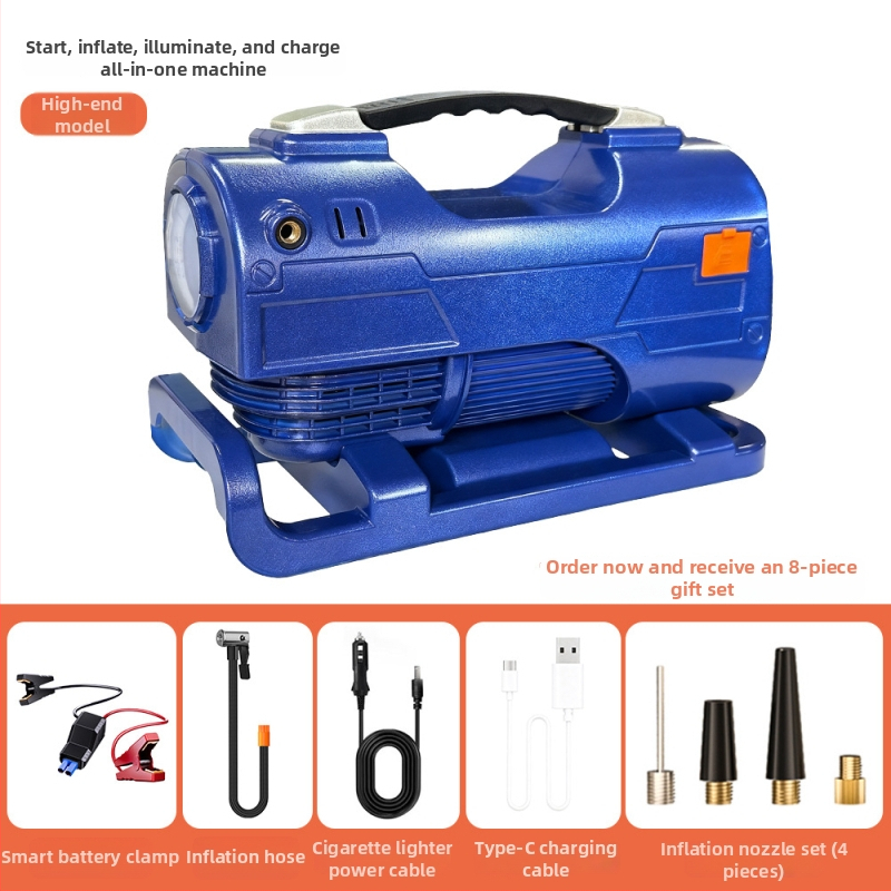 Sve-u-jednom automobilska pumpa za zrak s hitnim pokretanjem, 12V, 120W, 30 L/min, Digitalni zaslon, Rasvjeta