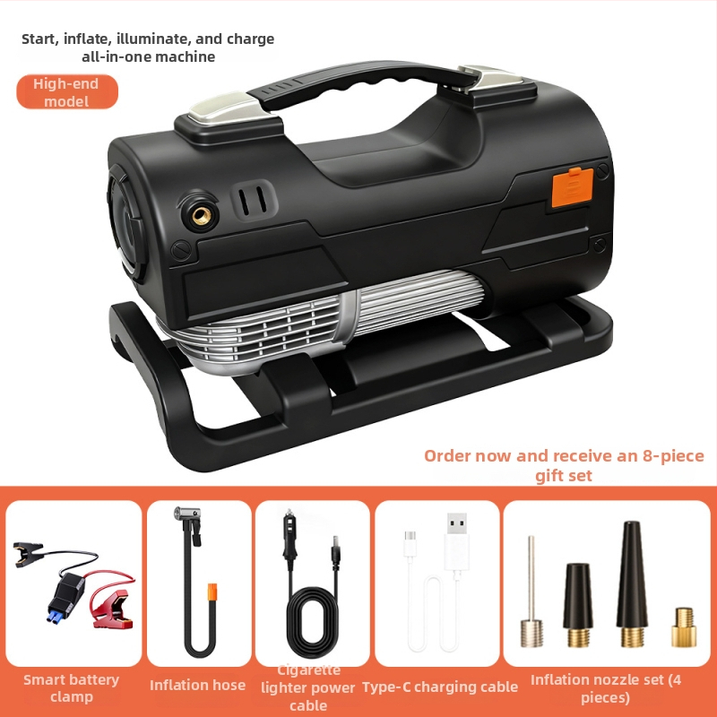Sve-u-jednom automobilska pumpa za zrak s hitnim pokretanjem, 12V, 120W, 30 L/min, Digitalni zaslon, Rasvjeta
