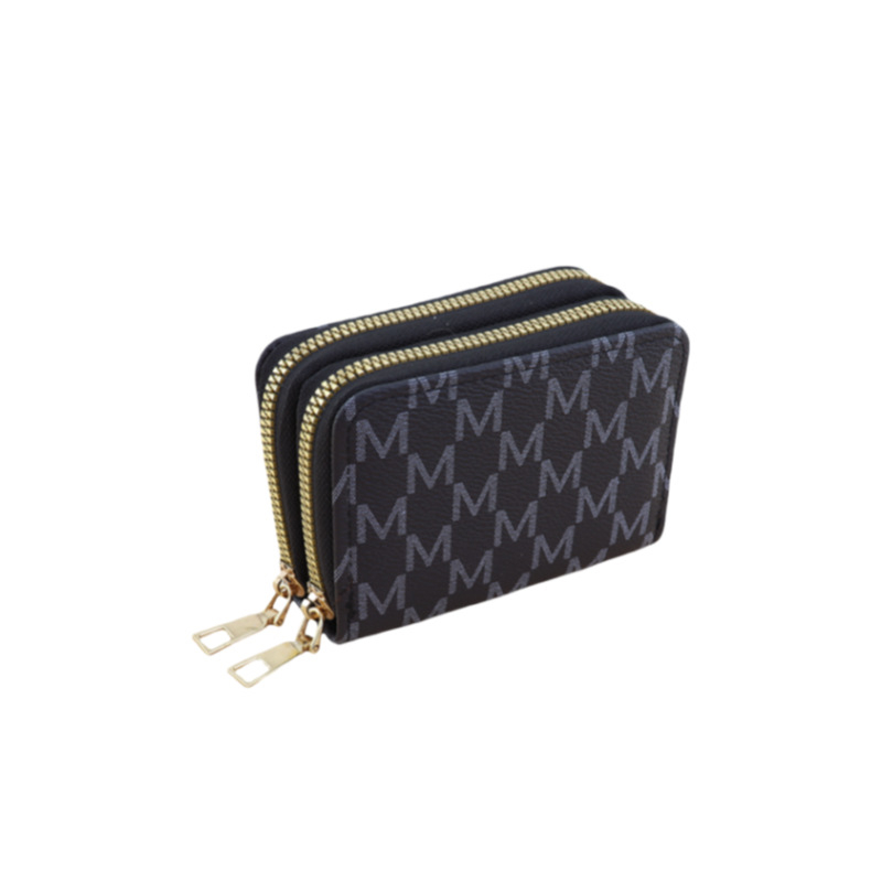 Ženski PVC novčanik – dvostruki zip, više kartica; horizontalni dugi stil, zatvarač, unutarnji džepovi (zip džep, džep za telefon, ID džep, laminirani džep), najlonska podstava