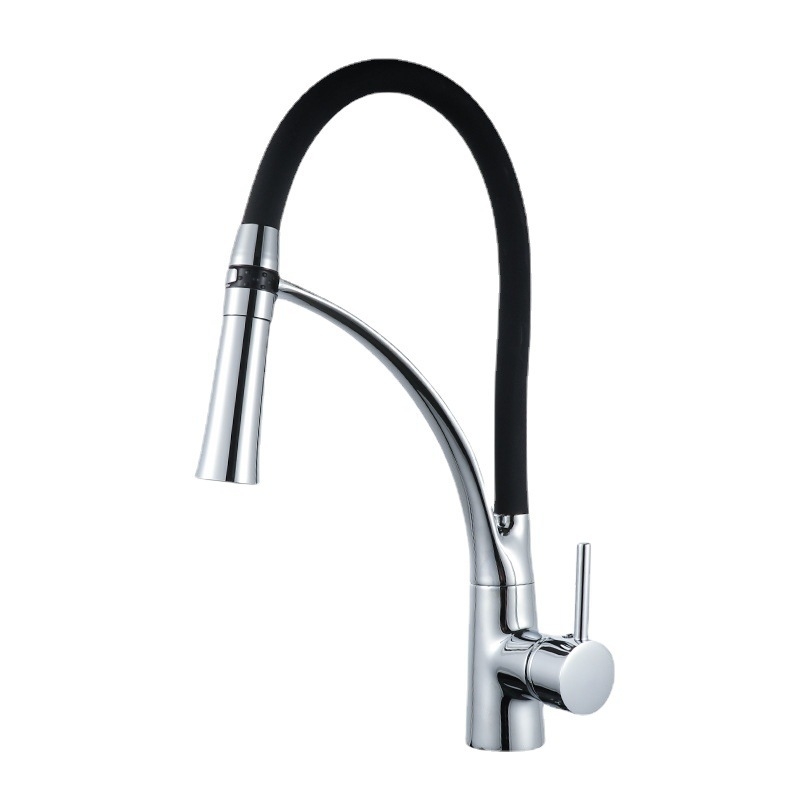 Кухненски смесител за мивка, меден, електроплакиран, въртящ се, с двойно подаване горещ/студен, вход/изход 20 мм