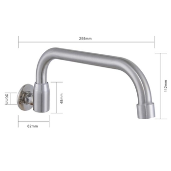 Кухненски вграден стенен смесител, неръждаема стомана, едно студено подаване, полуавтоматичен люлеещ се