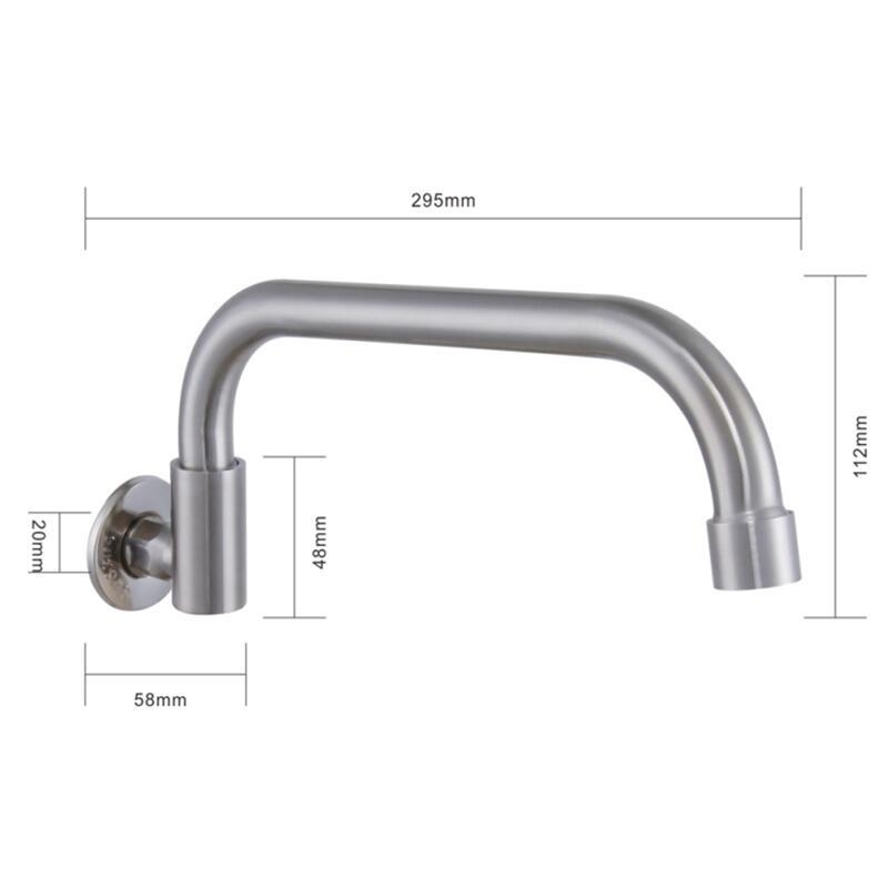 Кухненски вграден стенен смесител, неръждаема стомана, едно студено подаване, полуавтоматичен люлеещ се
