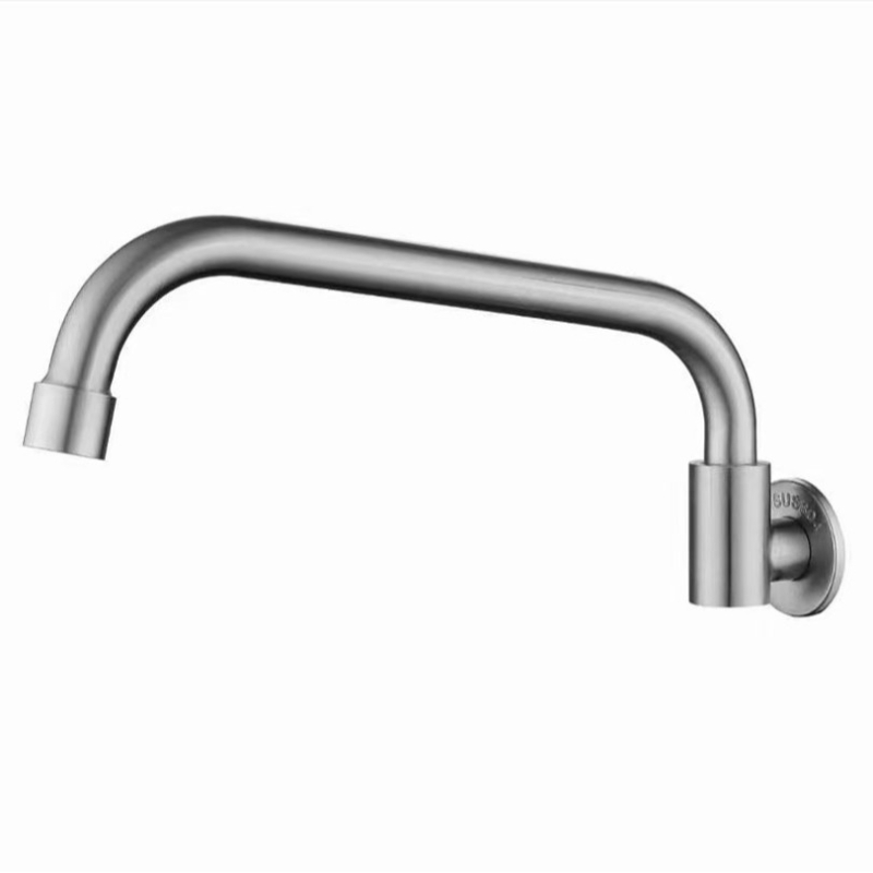 Кухненски вграден стенен смесител, неръждаема стомана, едно студено подаване, полуавтоматичен люлеещ се