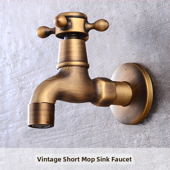 Медна кухненска антикварна смесител за вграждане в стената, едноръчен, за моп мивка и пералня, модел 002, номинално налягане 100, работна температура 50°C