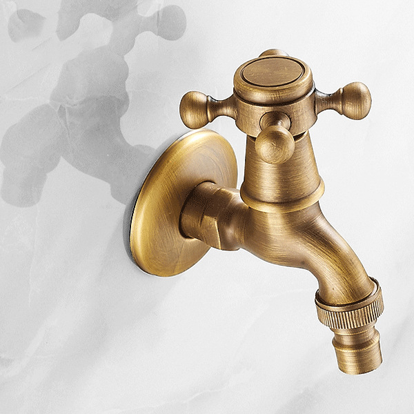 Медна кухненска антикварна смесител за вграждане в стената, едноръчен, за моп мивка и пералня, модел 002, номинално налягане 100, работна температура 50°C