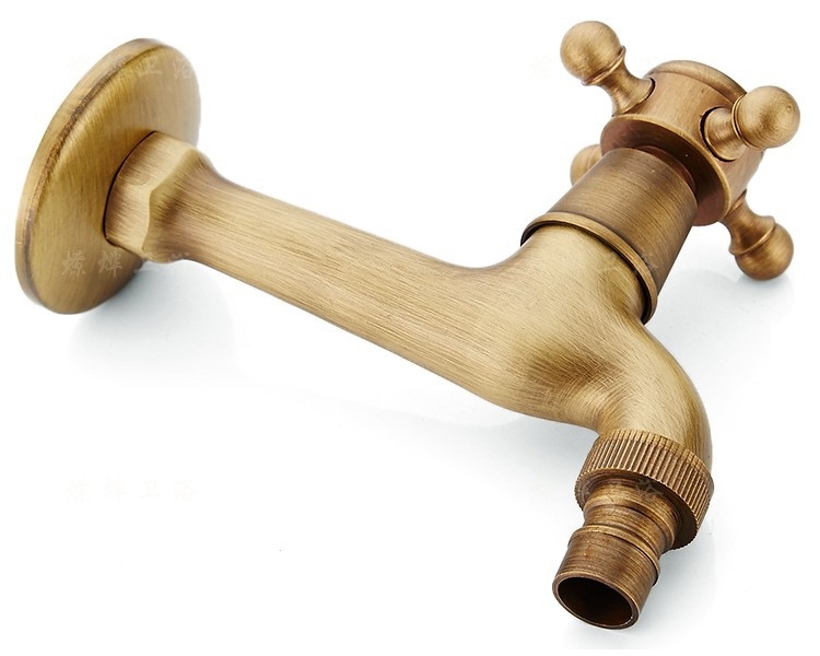 Медна кухненска антикварна смесител за вграждане в стената, едноръчен, за моп мивка и пералня, модел 002, номинално налягане 100, работна температура 50°C