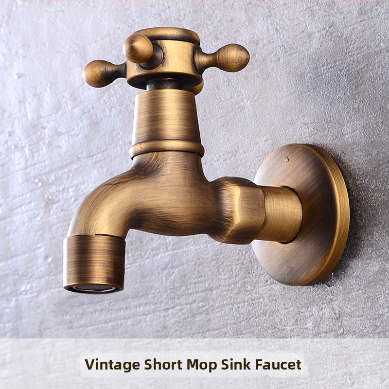 Медна кухненска антикварна смесител за вграждане в стената, едноръчен, за моп мивка и пералня, модел 002, номинално налягане 100, работна температура 50°C