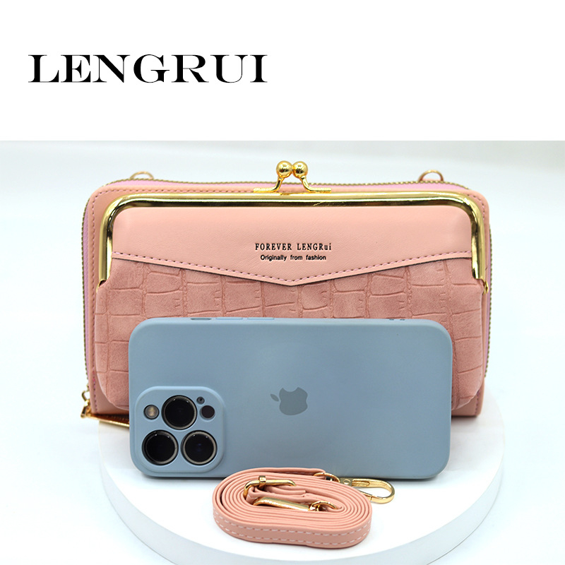 LENGRUI ženska crossbody torba, Korejskog stila s kamenskim uzorkom, novčanik sa zatvaračem, džep za novčiće i telefon, horizontalna mala torba