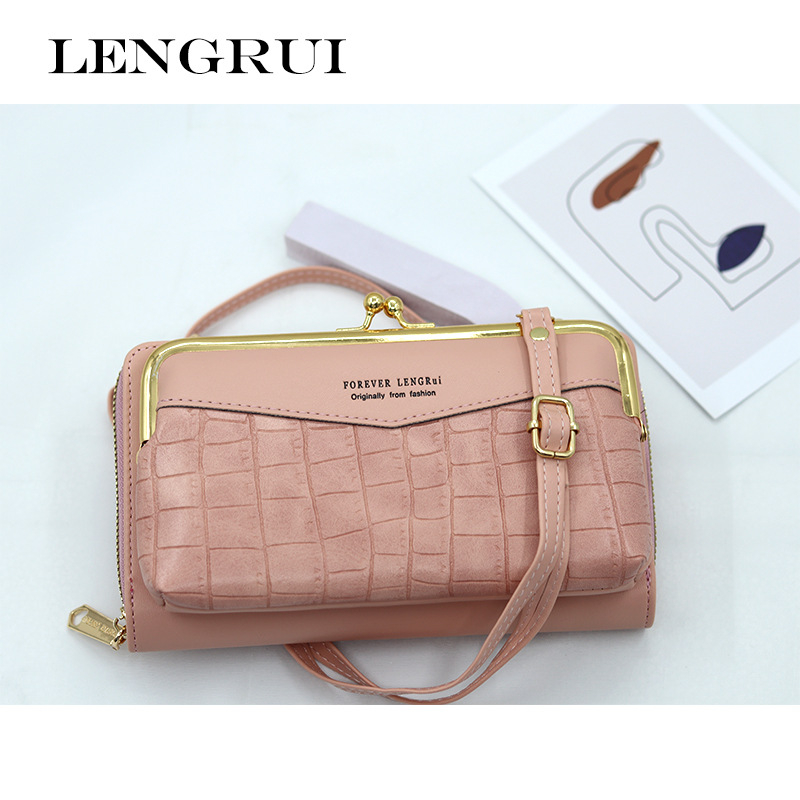LENGRUI ženska crossbody torba, Korejskog stila s kamenskim uzorkom, novčanik sa zatvaračem, džep za novčiće i telefon, horizontalna mala torba